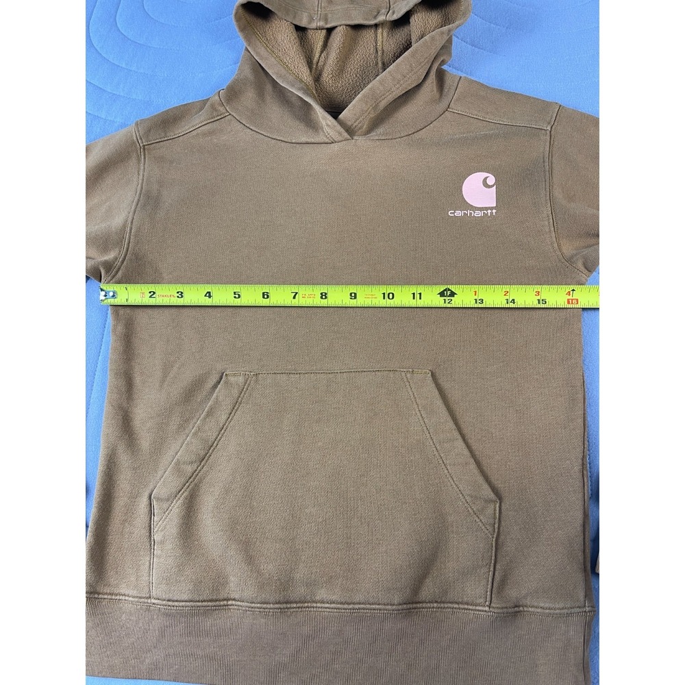 Carhartt Hoodie Youth XS (7) Pullover Hooded Sweatshirt Brown Spell Out TS9983-G - Picture 6 of 11
